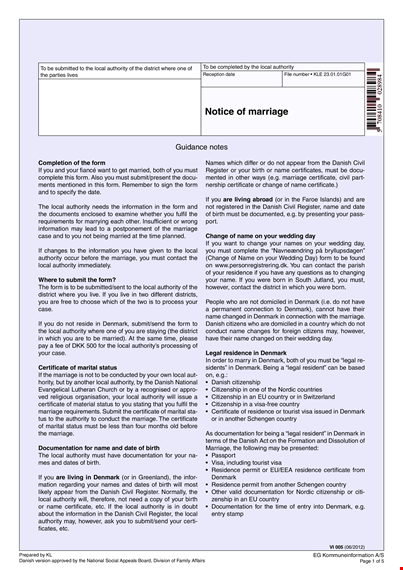 marriage separation notice template | authority for marriage | civil & local | danish template