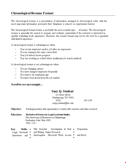 customer service chronological resume template