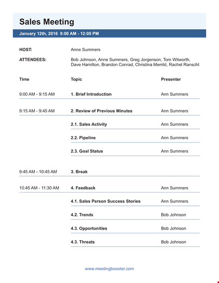 marketing sales meeting agenda template - boost sales with johnson and summers template