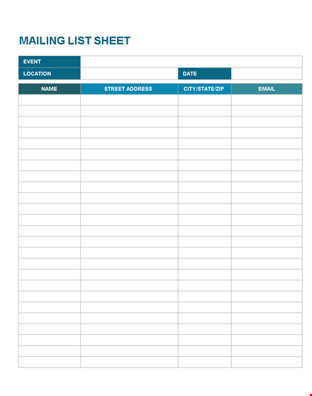 email list template - create efficient event mailing lists | customizable sheet template