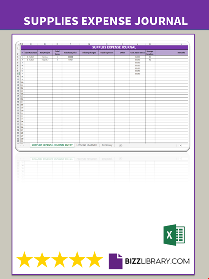 supplies expense journal entry template