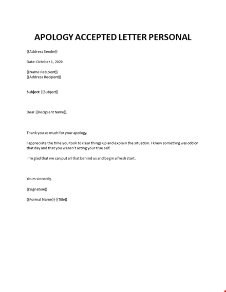 personal apology accepted response letter template