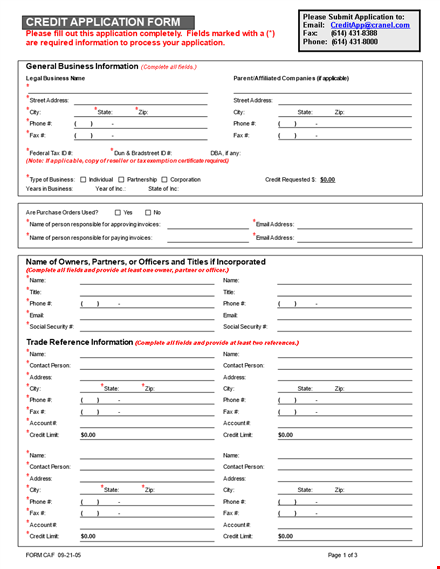 fill out our credit application form | get credit approval today template