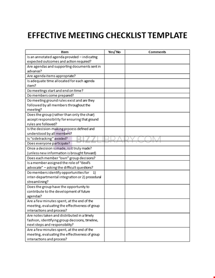 meeting checklist template