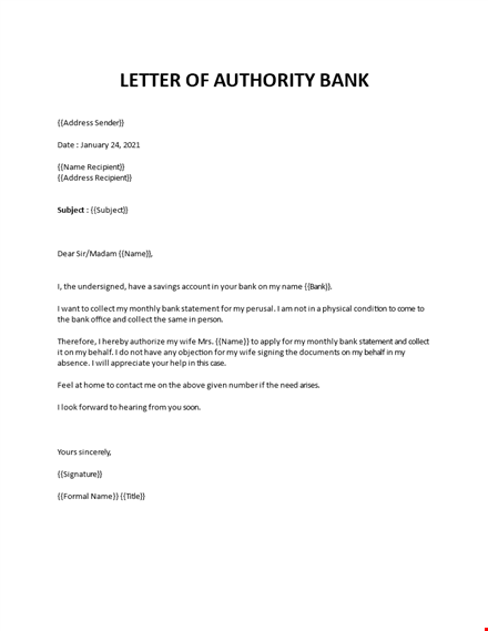 letter of authority bank template