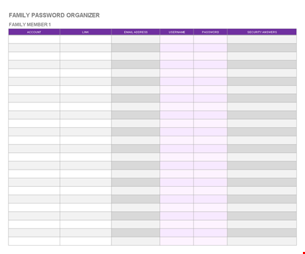password list template - manage account and family passwords efficiently template