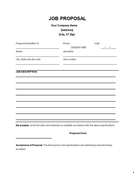 create a professional job proposal using our template template