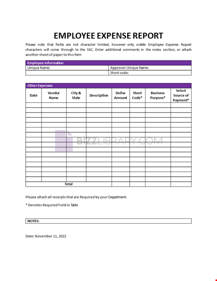 employee expense report template