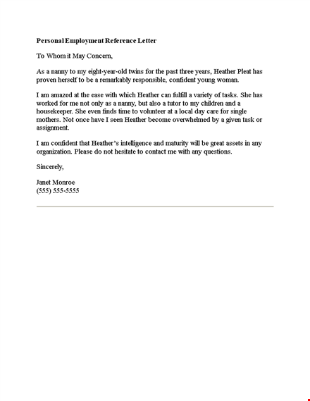 confident nanny recommendation letter from manager template template