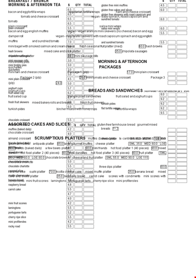 corporate catering order template