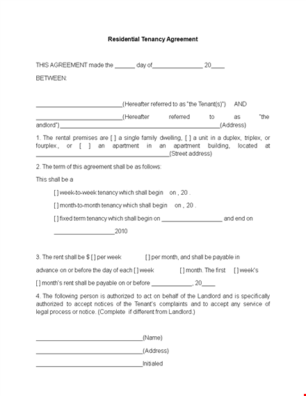 rental application template - notice for landlord & tenant, premises agreement template