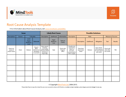 find the root cause | use our analysis template template