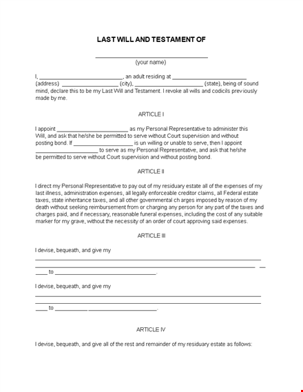 last will and testament template template