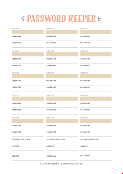 password list template - simplify your account management template