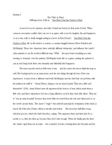 sample student literary essay template