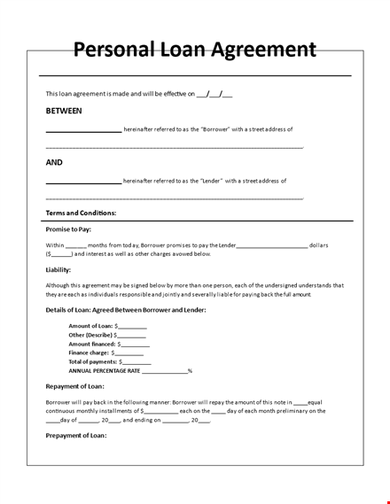 loan agreement template for borrower & lender – free download template