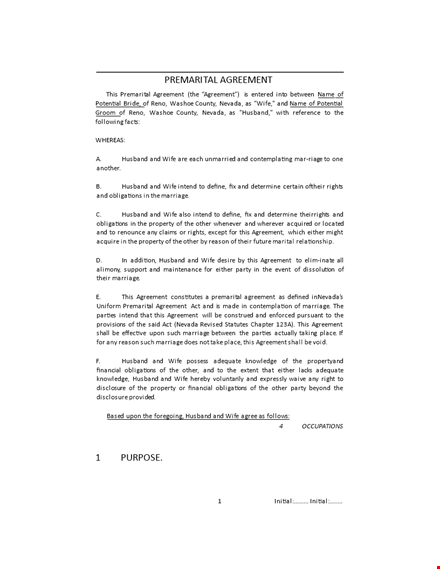 create a fair prenuptial agreement: property shall remain separate - template template