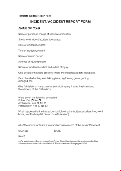 easy-to-use incident report template for accidents & incidents involving people template