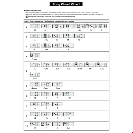 song and chord template