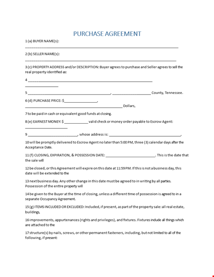 buy or sell goods with ease: purchase agreement template for buyer and seller template