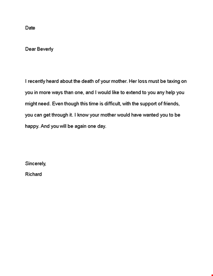 sympathy message template for mother | beverly sympathy message template template