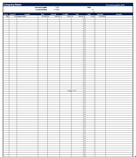 accounts payable template template