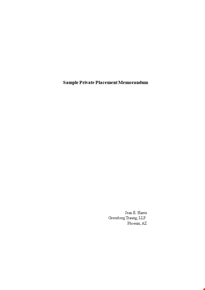 private placement memorandum template - stock placement & shares offering template