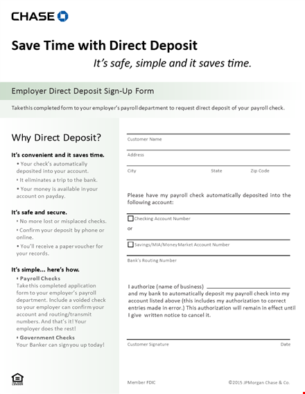 employee direct deposit form template - streamline payroll with easy direct deposits template