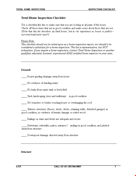 home inspection checklist for properly assessing water evidence and condition template