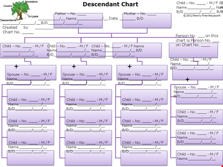 descendant family tree chart template template