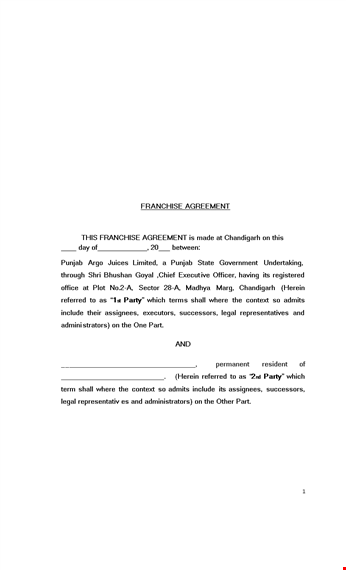 franchise agreement - define obligations and rights of parties template