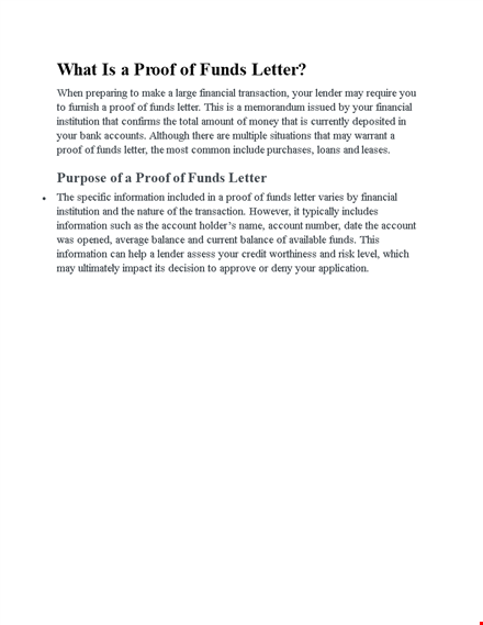 proof of funds letter template: a comprehensive and easy-to-use financial document template