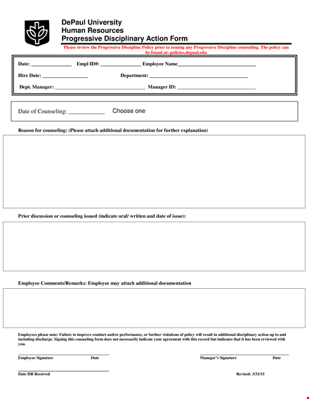 effective employee write up form for counseling - progressive actions template