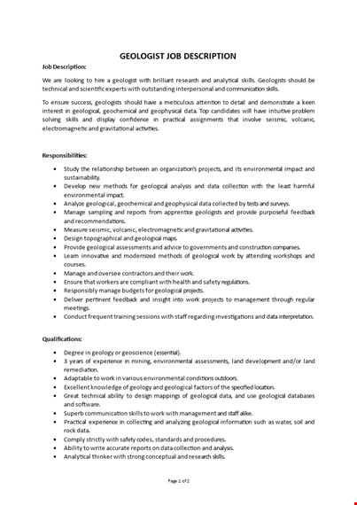 geologist job description template