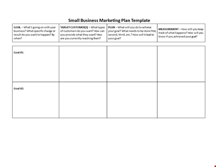 small business marketing plan template