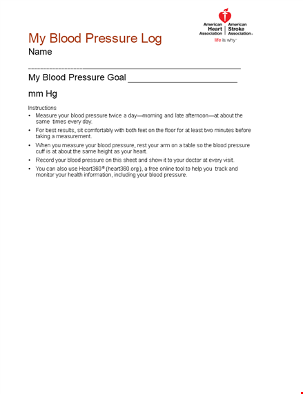 track and monitor your blood pressure with a daily log template