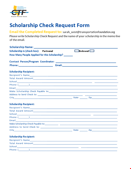 request scholarship check form - get your scholarship funds via email template