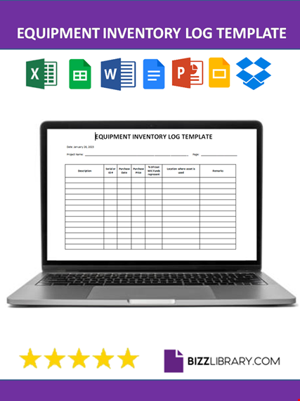 equipment inventory log template template