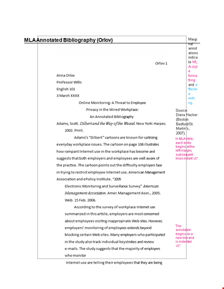 download free mla style annotated bibliography template for workplace employees & employers template