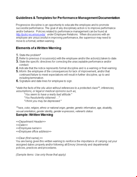 employee performance warning letter: addressing concerns in performance and policy adherence template