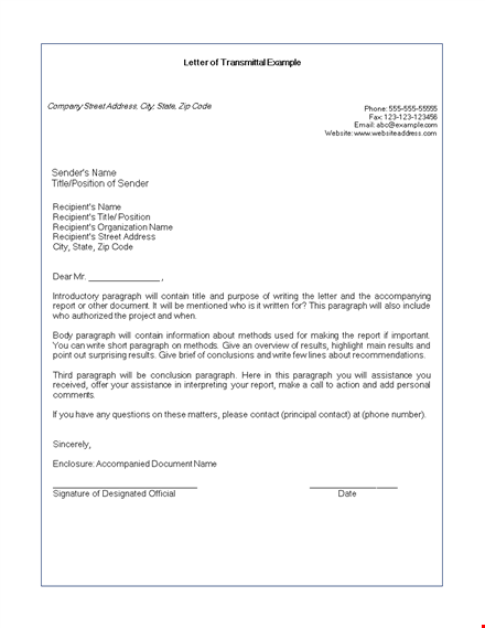 get your documents delivered: letter of transmittal template template