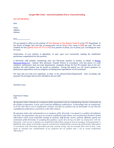 staff internal transfer letter template template