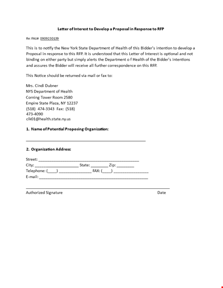 health department - letter of interest template template