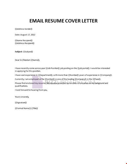 resume cover letter template