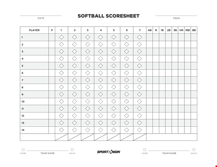 vertical softball score sheet template template