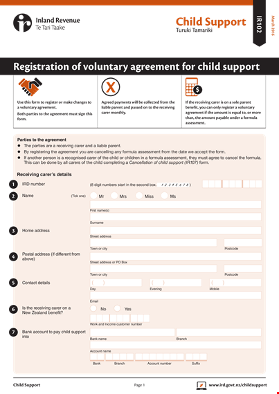 child support agreement | convenient and comprehensive template