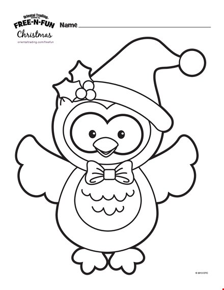 get in the festive spirit with a free christmas holiday owl coloring page - oriental trading template