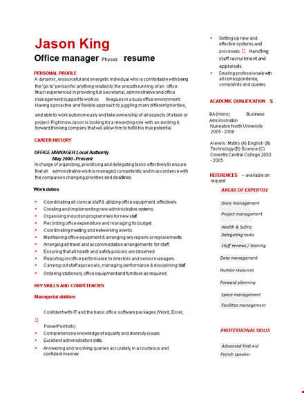 office manager curriculum vitae template