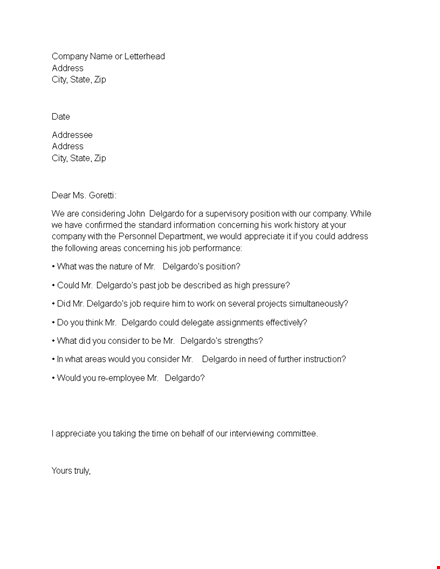 proof of employment letter | delgado company address template