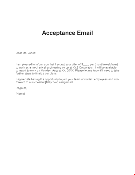 accepting job offer letter sample template template